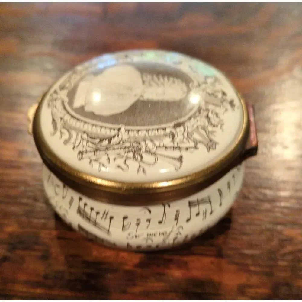 Bilston Battersea Enameled Copper Halcyon Days Trinket Box Johann S. Bach  #381